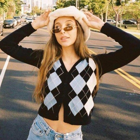 Brandy Melville argyle cardigan - Picture 1 of 3